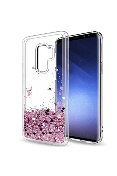 PlanetPhone Husa pentru Samsung S9, cu sclipici si apa, Roz, din silicon, protectie camera