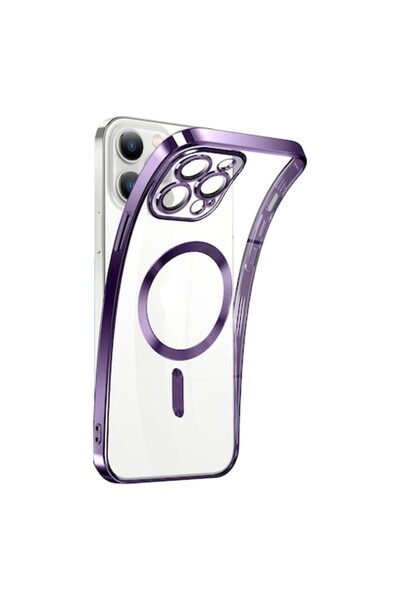 PlanetPhone Husa pentru iPhone 12 Pro, tip MagSafe, Mov, din silicon, transpa...