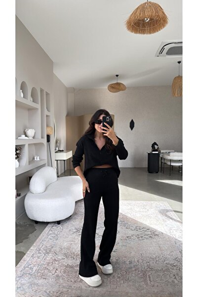 Buket Teke Black Half Zipper Corded Fabric Basic Set