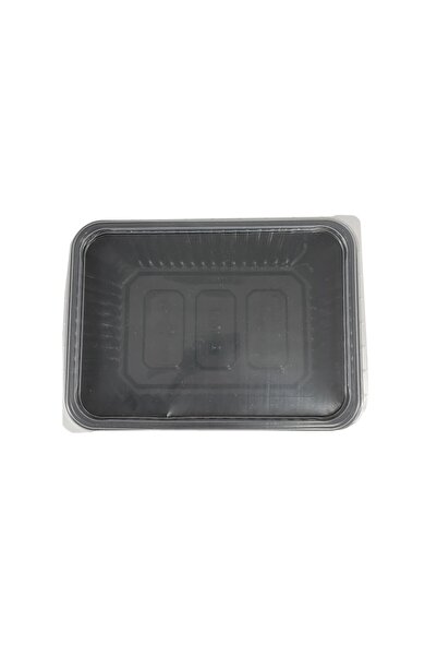 LYNICOS Set of 50 black rectangular PP food containers with lids, 1000 ml