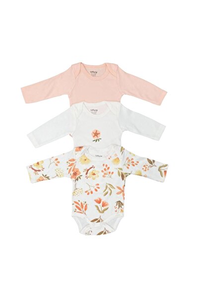 Tiffany Baby Girl Flower Garden 3-Piece Long Sleeve Bodysuit Set Ecru 15011