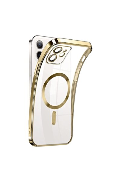 PlanetPhone Husa pentru iPhone 11, tip MagSafe, Aurie, din silicon, transpare...