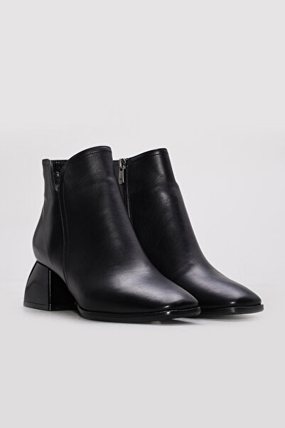 FAST STEP Γυναικείες μπότες με χοντρό τακούνι από γνήσιο δέρμα και γούνα 264KZA854