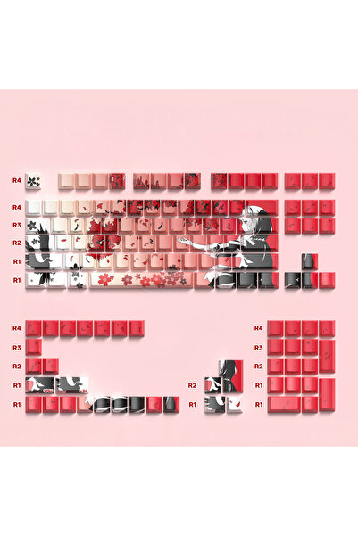 silabor 129 Tuş Orijinal Yan Baskılı Yarı Saydam PBT Süblimasyon Mekanik Klavye Tuşları Klavye Keycaps