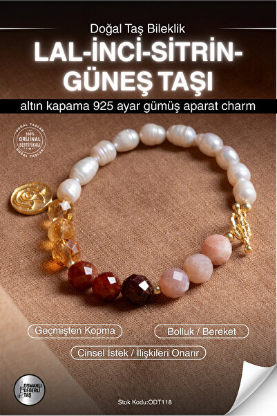 OSMANLI DEĞERLİ TAŞ Sertifikalı LAL-İNCİ-SİTRİN-GÜNEŞ TAŞI Doğal Taş Solar Ça...