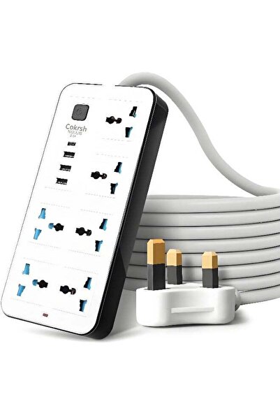 Cokrsh Surge Protector Power Strip - 6 AC Outlets, 1 USB-C + 3 USB Ports, 2m,...