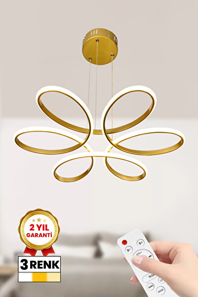 RİZZ Papatya Topsuz 3 Renk Kumandalı Led Avize Büyük Salon Ledli Avize