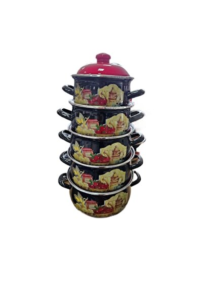Arian 5-piece enameled pot set with lids (2.1, 2.8, 3.8, 4.8, 6.2 L)