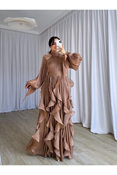 GİZONLY Midi Şifon Siyah Kadın Elbise