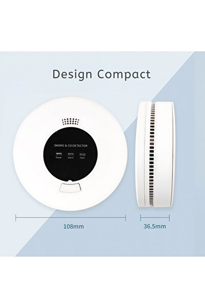 RONIC X 2 in 1 Smoke and Carbon Monoxide Detector, electrochemical + photoelectric, installation kit included, White
