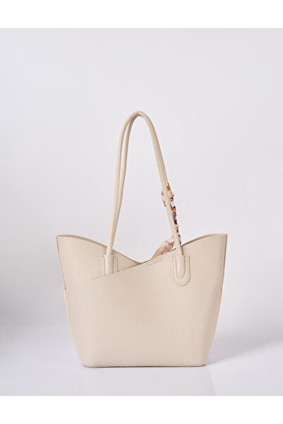 Kayra Bag with Scarf Detail and Puppy, Cream