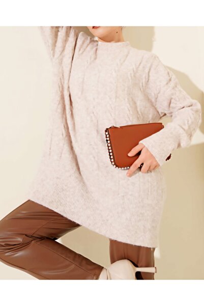 Vaniza Embossed Patterned Knitwear Tunic Sweater