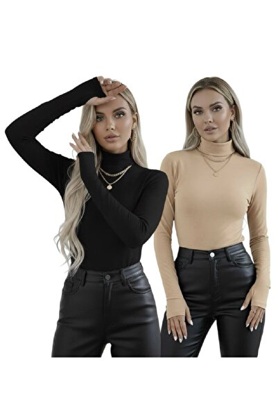 hashtag Body de damă cu detalii la degete - Set de 2 piese cu mâneci lungi | ...