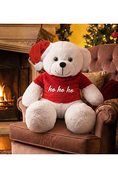 Özgüner Oyuncak 70 cm Christmas Plush Bear – Ho Ho Ho Plush Toy with Hat