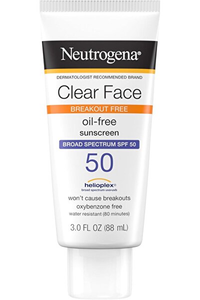 Neutrogena Clear Face Liquid Lotion Sunscreen SPF 50, 3 fl. oz (Acne-Prone Skin)