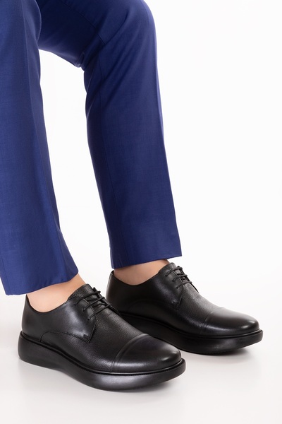 Gondol Чоловічі шкіряні весільні та ділові туфлі Легкі та зручні add.3018 Чорні