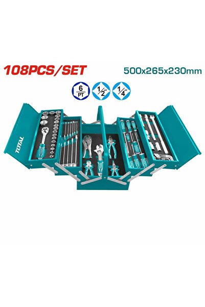 TOTAL Tool kit in metal box 100 pieces INDUSTRIAL