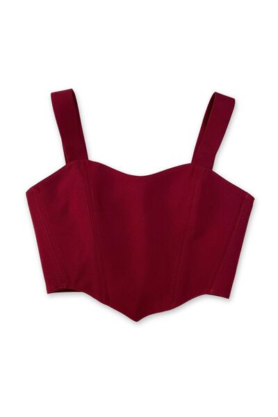 L'Aura Corset Bordo Renk Kalp Yaka Korse Büstiyer