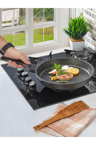 PoloChef Crystal 28 Cm Granit Döküm Et, Balık, Sote,Kızartma Tavası