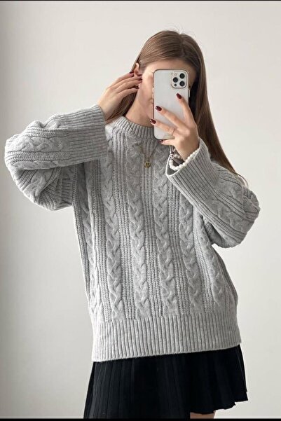 Seeh Gray Knitwear Knitted Women's Sweater Sh292
