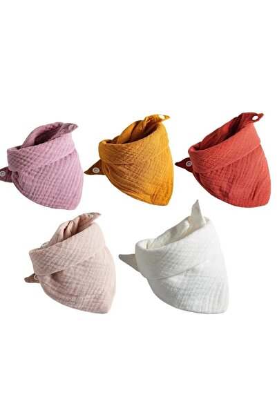 REDQUIT Set de 5 bavete REDQUIT® din muselină cu capse, multicolore