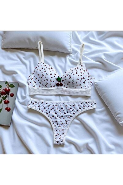 dem merys Cherry Filled Wireless Unpadded Bra Set