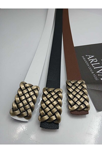 ARLIVA Antique Design Metal Braided Women's Trouser Belt, Dress Belt, Coat Belt