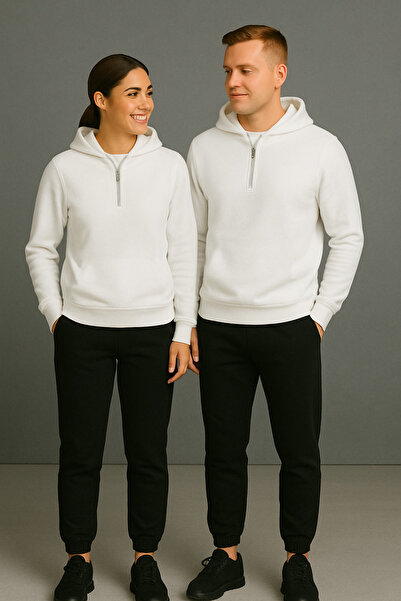 Revasser Unisex Men'S/Women's Half Zipper Hooded Flat Bottom Top Jogger Sweat...