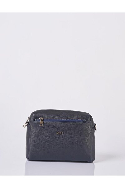 Kayra Shoulder Bag with Logo Navy Blue