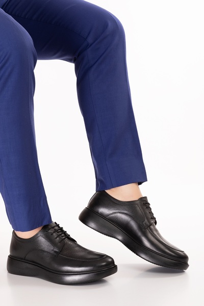 Gondol Чоловічі шкіряні весільні та ділові туфлі Легкі та зручні add.3006 Чорні