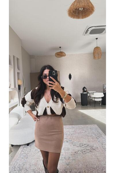 Buket Teke Milky Brown Nubuck Skirt
