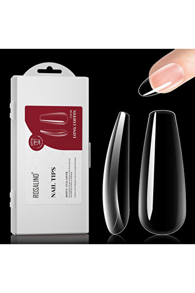 OEM Transparent False Nail Tips, 264 Pieces, Long Ballerina, 12 Sizes, Gel-Ac...