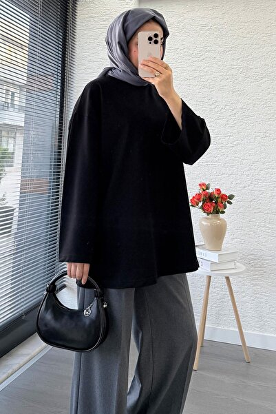 MELEK ARAZ Volan Kol Basic Oversized Tunic – Black