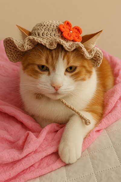 Jasminya Kedi Köpek Şapka & Başlık Aksesuarı El Örgüsü Evcil Hayvan Aksesuarı