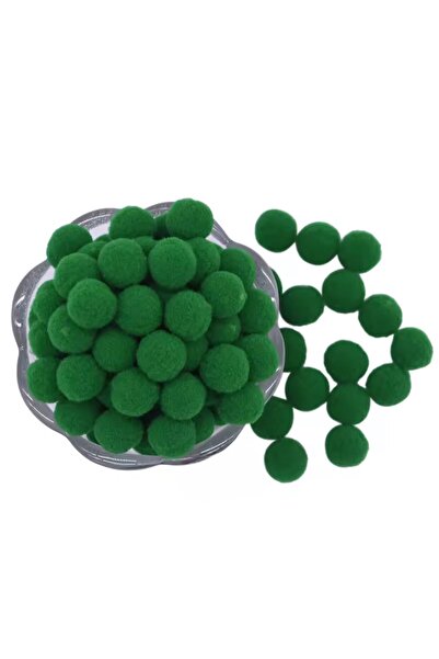 Yumuşakkeçe 1.5 cm Green Plush Pompon 100 Pieces – Soft Decorative Embellishment Material