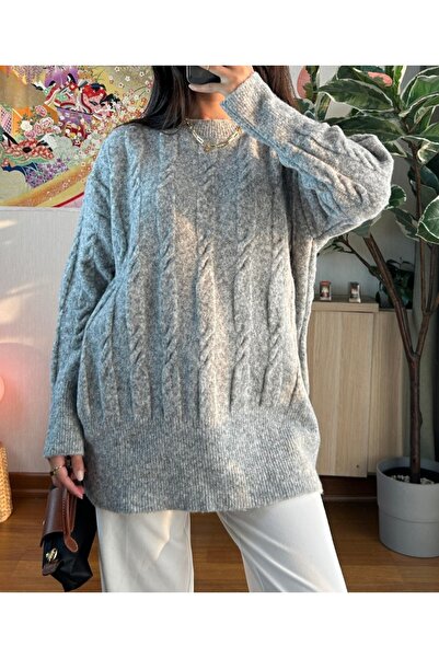 Vaniza Embossed Patterned Knitwear Tunic Sweater