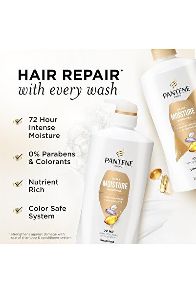 Pantene Daily Moisture Renewal Shampoo & Conditioner Set, 52.8 oz + Rescue Shot