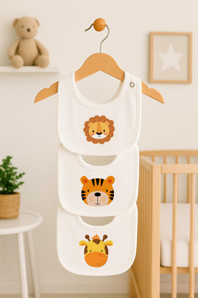 Bebe wini مريلة أطفال مصنوعة من القطن الممشط 100% بطبقة مزدوجة، مجموعة من 3 ق...