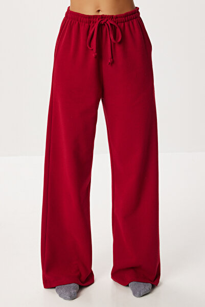 Lovelyİstanbul Very Soft Textured Thessaloniki Sweatpants Lub0063 Light Bordo