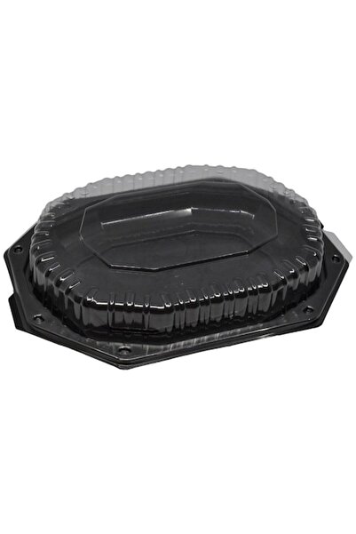 LYNICOS Set de 10 platouri de bucătărie din plastic cu capac, 35 cm, pentru aperitive, negre