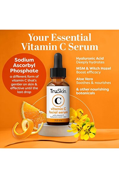 Truskin Vitamin C Serum for Face, Anti-Aging with Hyaluronic Acid & Vitamin E...