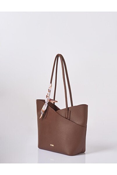 Kayra Puppy Scarf Detailed Bag Bitter Brown