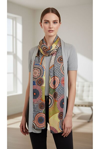 Gönülden Tasarım Knitwear and Chiffon Ethnic Patterned Women's Scarf Shawl 18...