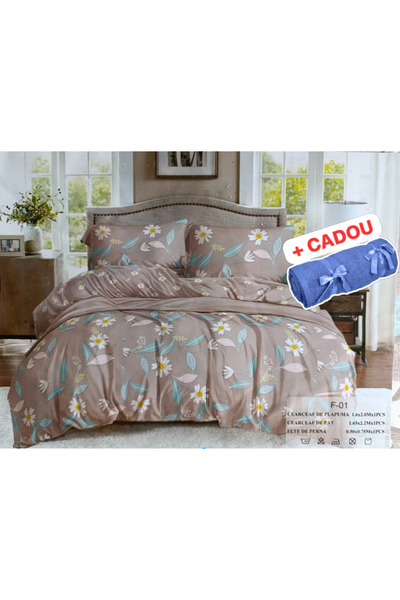DELUXE Pucioasa Single Bed Linen Steluta S038 (170x220cm) + Gift 50x90cm Towel