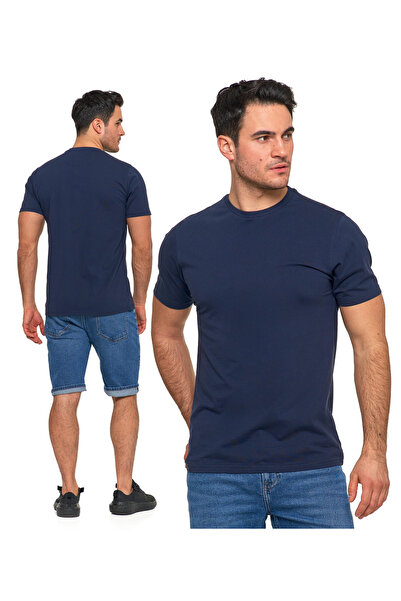 MORAJ Tricou clasic bărbătesc din bumbac, mânecă scurtă, bleumarin, M