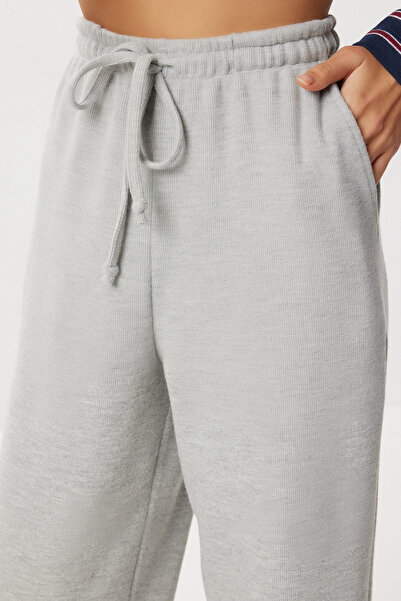 Lovelyİstanbul Very Soft Textured Thessaloniki Sweatpants Lub0063 Gray