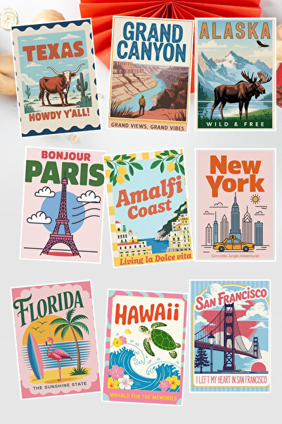 qoeuyl boutique Set de 9 cărți poștale tematice pentru orașul Paris Florida