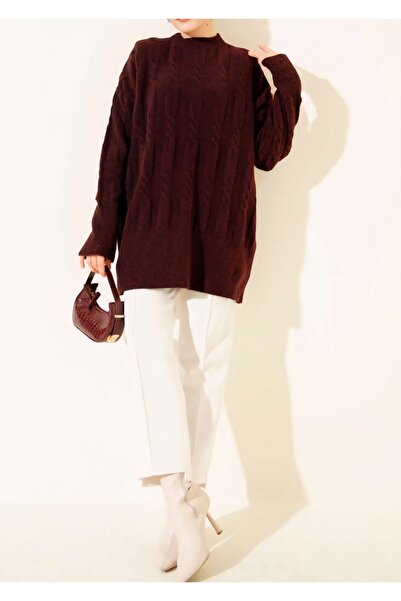 Vaniza Embossed Patterned Knitwear Tunic Sweater