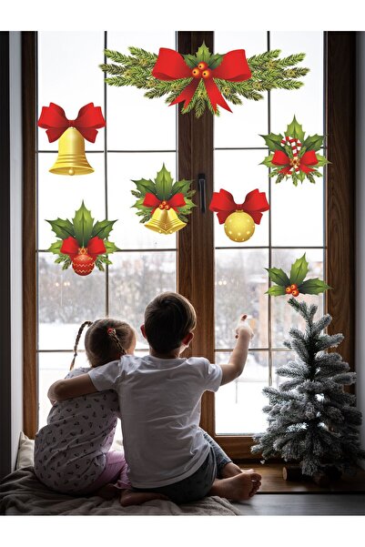 Hediyeni Al زينة السنة الجديدة مزينة بأوراق الصنوبر، مجموعة ملصقات للجدار وال...