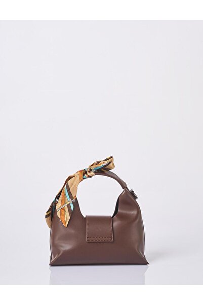 Kayra Faux Leather Bag with Scarf Detail Bitter Brown